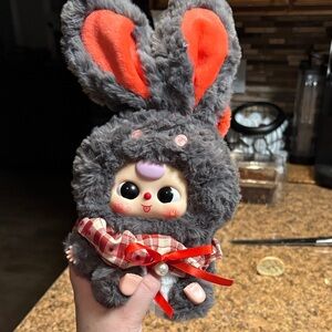 Gray and Orange Plush Bunny Toy